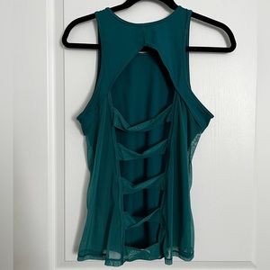Victoria Secret Sport Teal Open-Back Sheer Activewear Tank Top